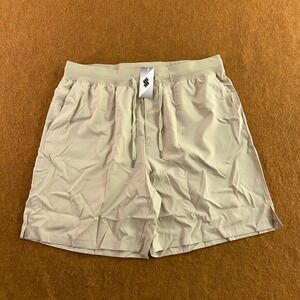 Soothfeel Mens XL Khaki Athletic Drawstring Gym Performance Shorts NWT